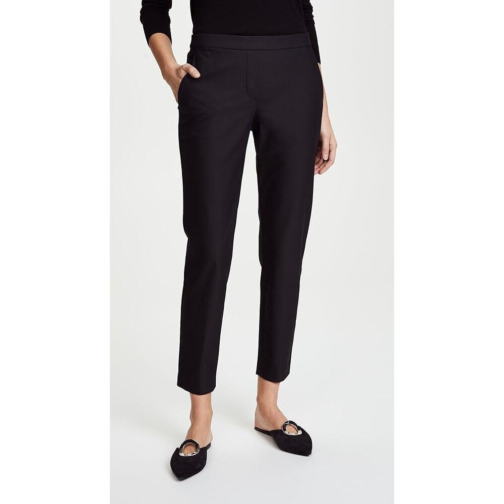 Theory Thaniel Z2 Cauldwell Ankle Pants Zip Fly Elastic Waist Women Black 6
